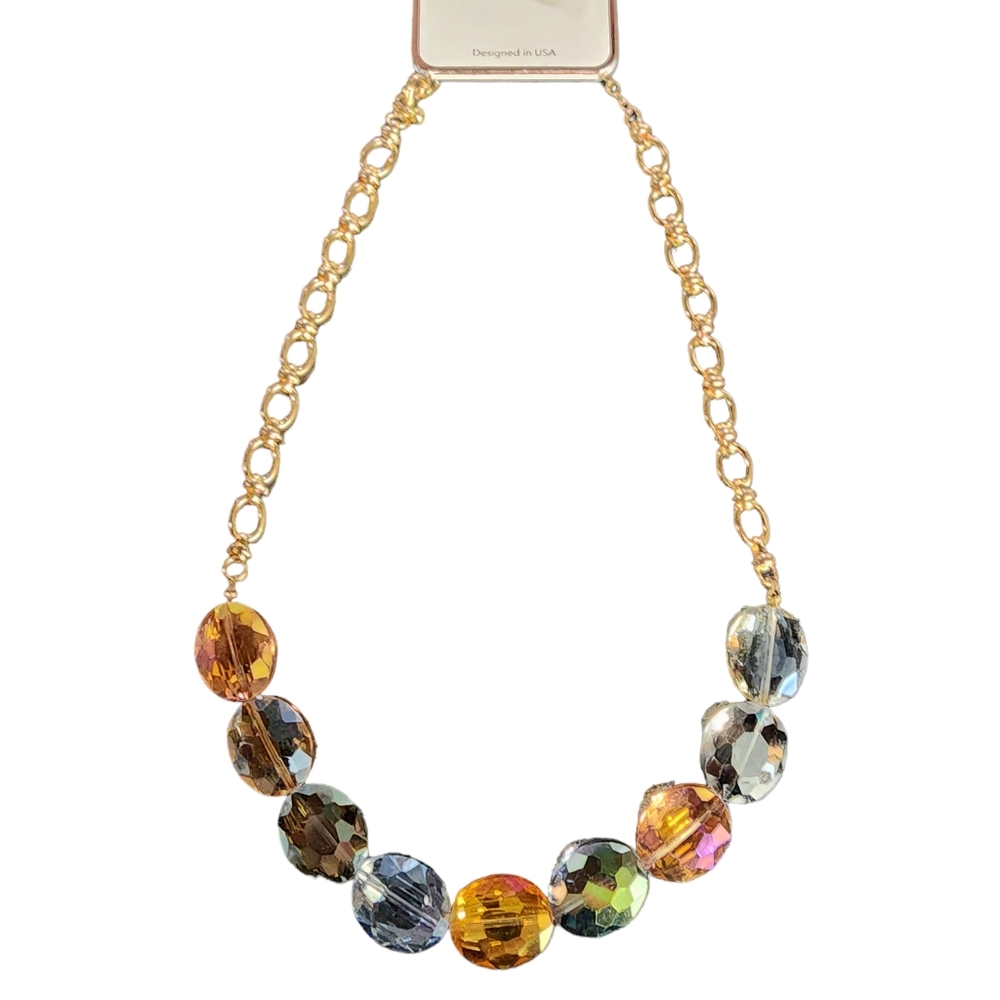 AV Multicolor Light Jewel Necklace with Gold Tone Chain NWT - (#0003)